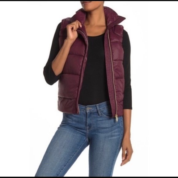 Sam Edelman Puffer Vest Burgundy Size Large - Picture 1 of 10
